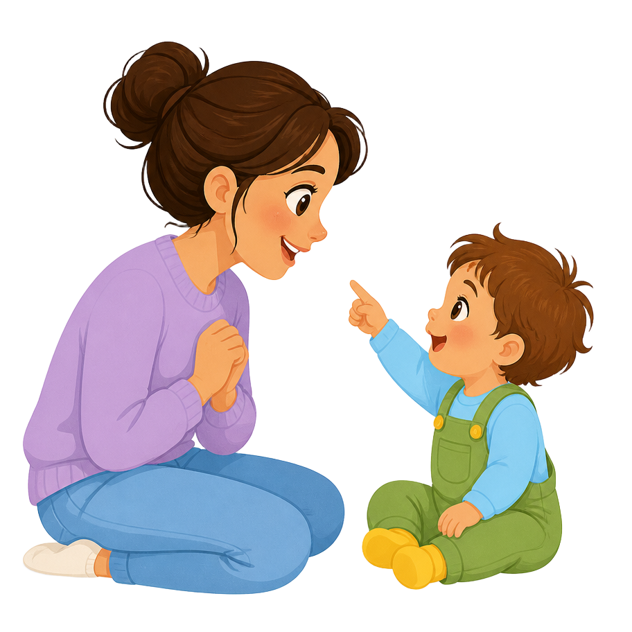 Mãe e criança conversando e interagindo